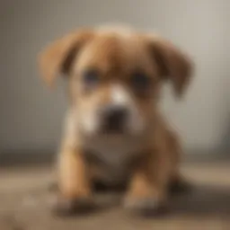 Puppy with a distressed expression due to diarrhea.