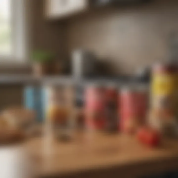 A variety of safe dog foods displayed on a kitchen counter, demonstrating dietary options.