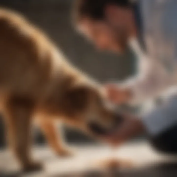 Veterinarian examining a dog for bowel health