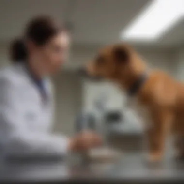 A veterinarian examining a dog for health assessment