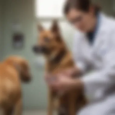 A veterinarian examining a dog, showcasing the importance of professional help