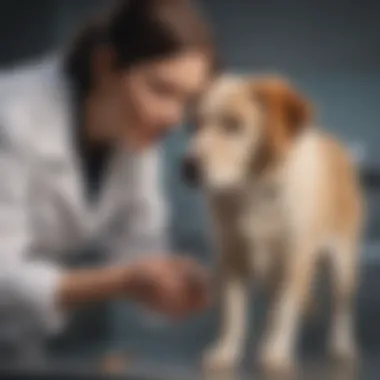 Veterinarian examining a dog with gastrointestinal issues