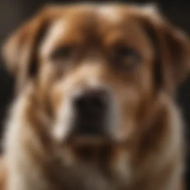 Close-up of a dog with a worried expression, indicating discomfort