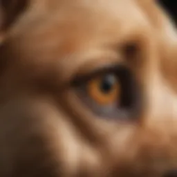 A close-up view of a dog's ear showing signs of infection
