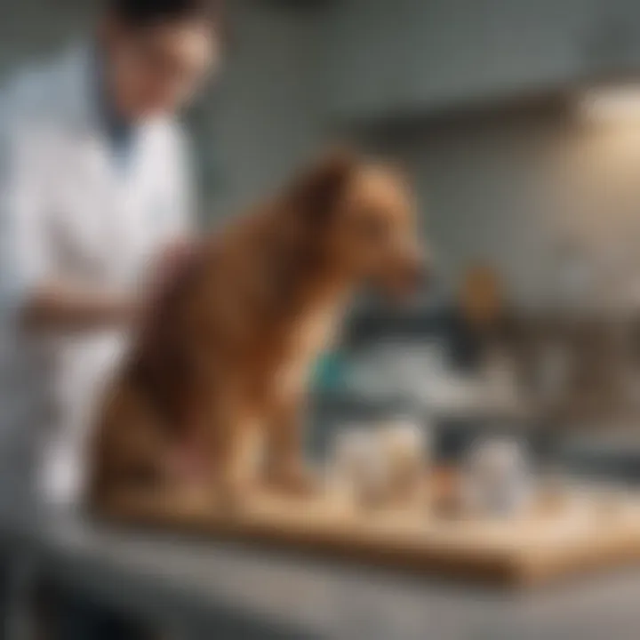 Veterinarian examining a dog's stool sample