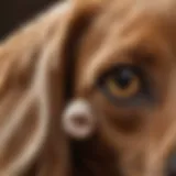 Close-up of a dog's ear showing a growth