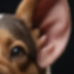 Close-up of a puppy's ear highlighting anatomical features