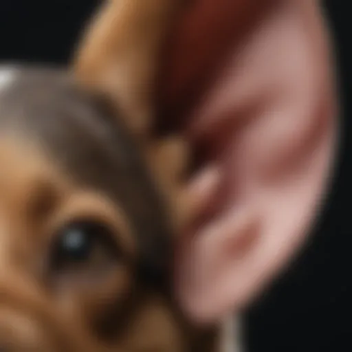 Close-up of a puppy's ear highlighting anatomical features