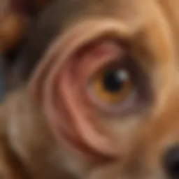 A detailed infographic illustrating the anatomy of a dog's ear