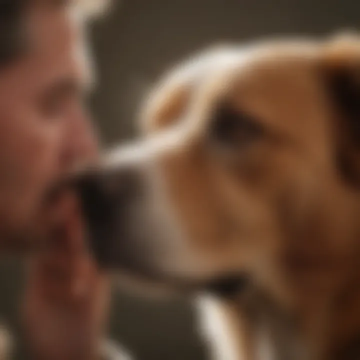 Veterinarian examining dog's ears