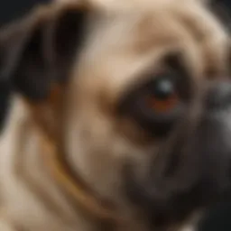 Close-up of a pug's ear showcasing its unique anatomy