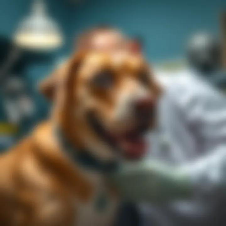 A veterinarian examining a pet with gastrointestinal issues.