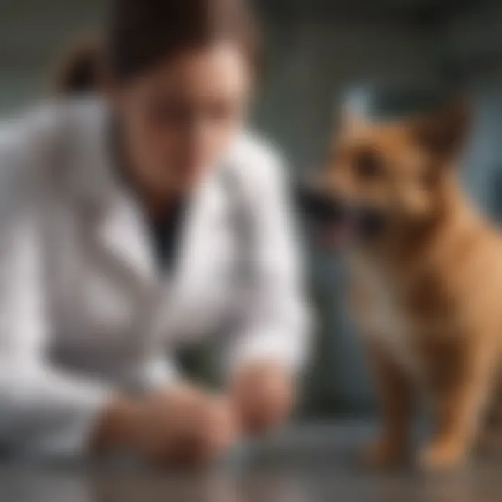 A veterinarian examining a dog to identify health issues.