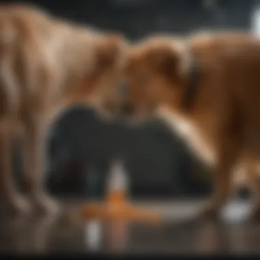 Veterinarian examining a dog for signs of illness