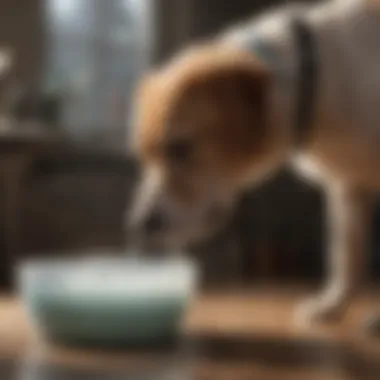 A dog drinking fresh water from a clean bowl