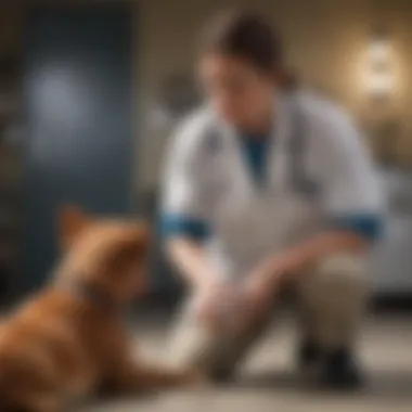 A veterinarian examining a dog to ensure its health