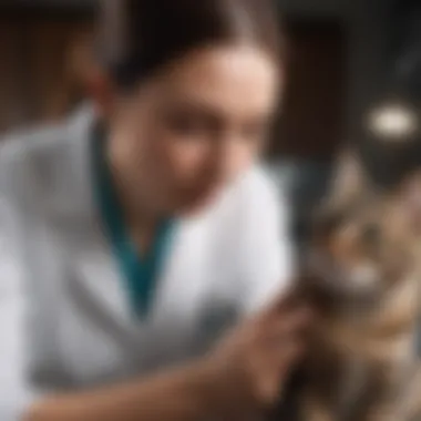 Veterinarian examining a cat for respiratory issues