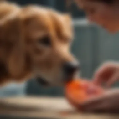 A veterinarian examining a dog, representing the importance of diagnosis in giardiasis.