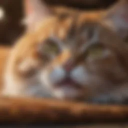 A cat exhibiting heavy breathing while resting peacefully.