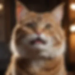 Close-up of a cat displaying signs of heavy breathing