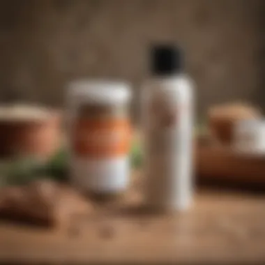 Close-up of equine deworming products on a wooden table.
