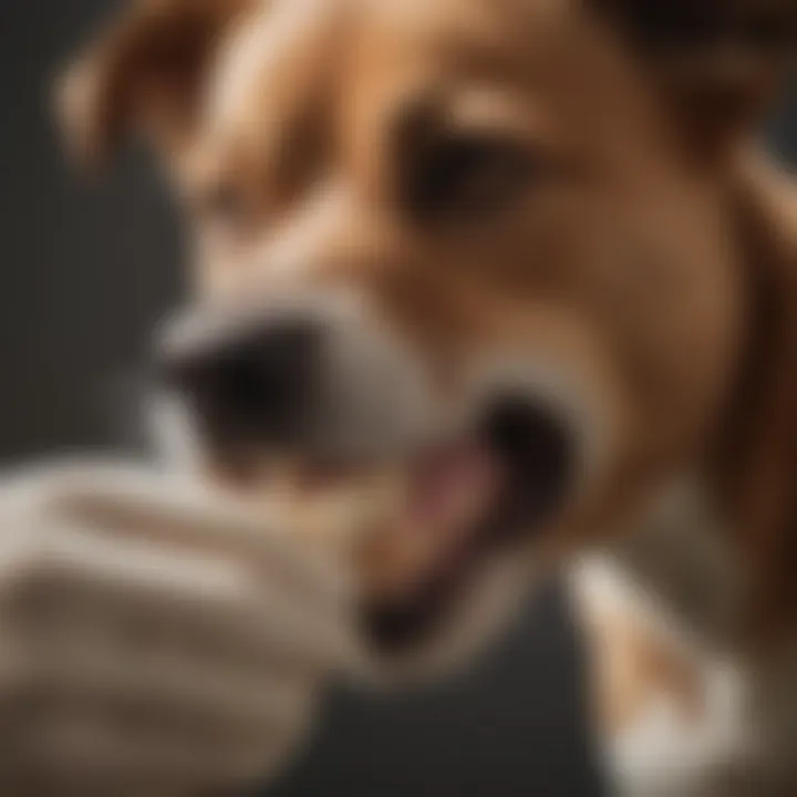 Veterinarian examining a dog's teeth for dental issues