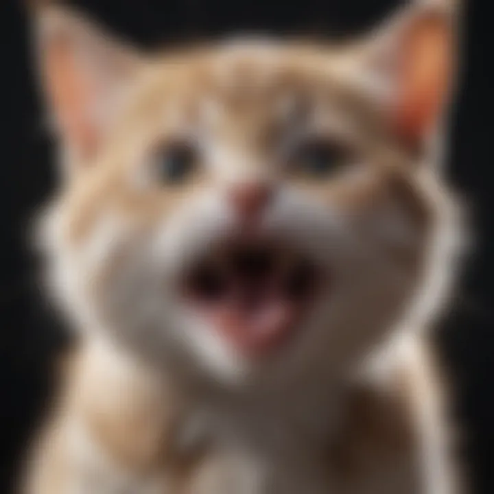 Close-up of a kitten's face showing signs of distress while panting