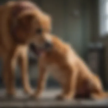 Veterinarian examining a dog, underscoring the need for professional help.