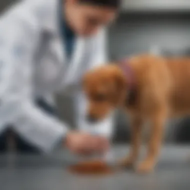 Illustration of a veterinarian examining a dog