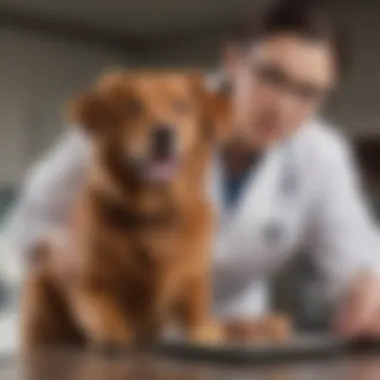 Veterinarian examining a dog in a clinic