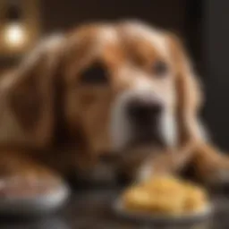 A close-up of a dog with a concerned expression, depicting signs of digestive distress.