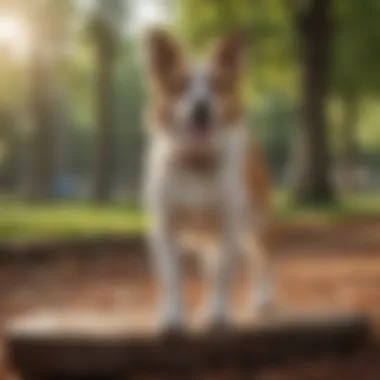 A healthy dog playing in a park