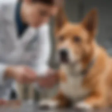 Veterinary Diagnosis of Digestive Issues A veterinarian examining a dog, representing the diagnosis process for digestive issues.