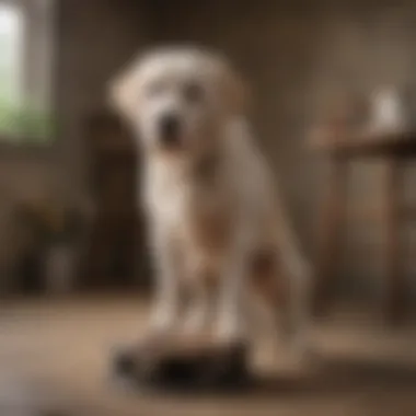 Older dog with loose stool looking concerned