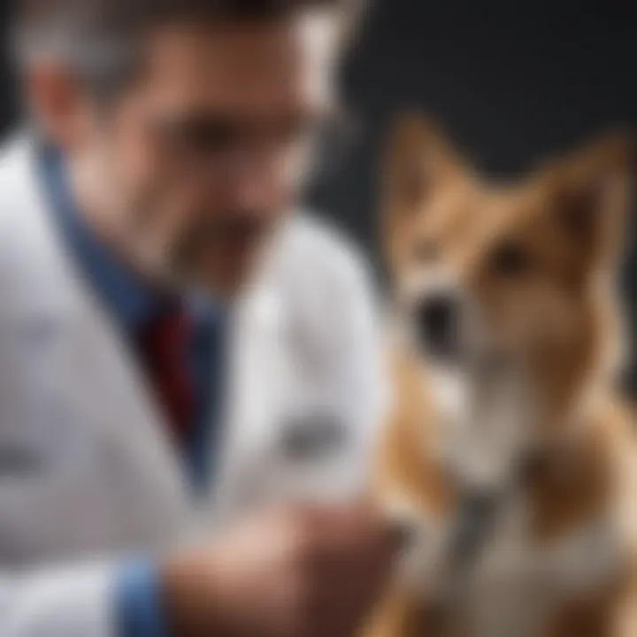 Veterinarian examining a dog with a stethoscope, highlighting the diagnostic process for Lyme disease.