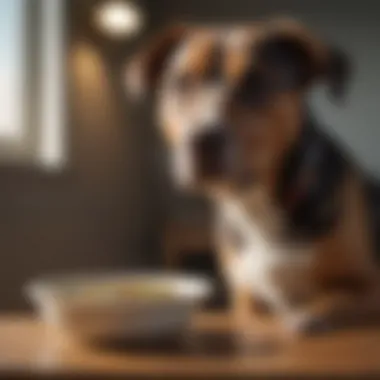 Bland Diet for Dog Recovery A dog recovering with a bowl of bland diet recommended for diarrhea treatment