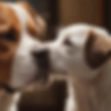 Dog owner cleaning a dog's ear with a cotton ball