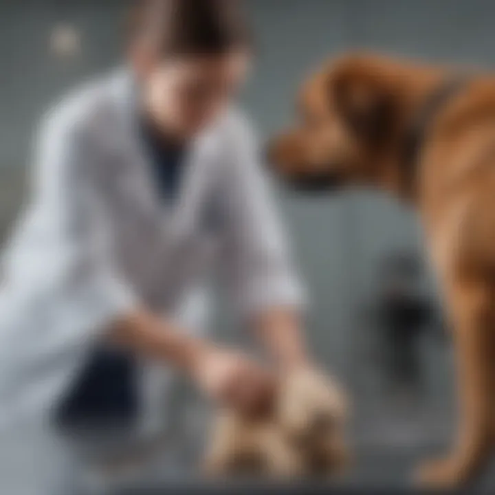 A vet examining a dog for chronic diarrhea