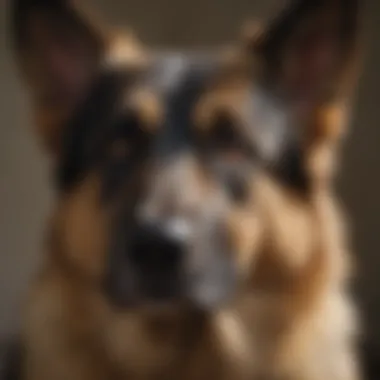 Close-up of a German Shepherd with a concerned expression