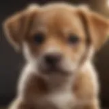 A close-up of a puppy showing signs of discomfort in its stomach.