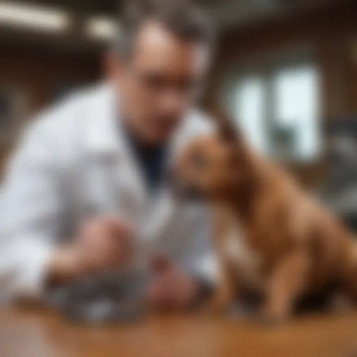 Veterinarian examining a dog for health issues