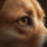 Close-up view of a dog's ear with signs of infection.