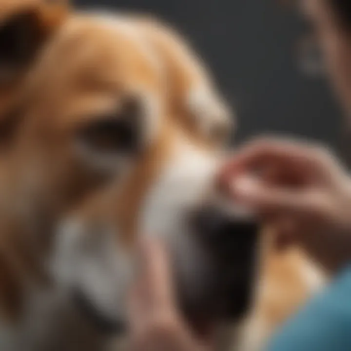 Veterinarian examining a dog's ear for infection.