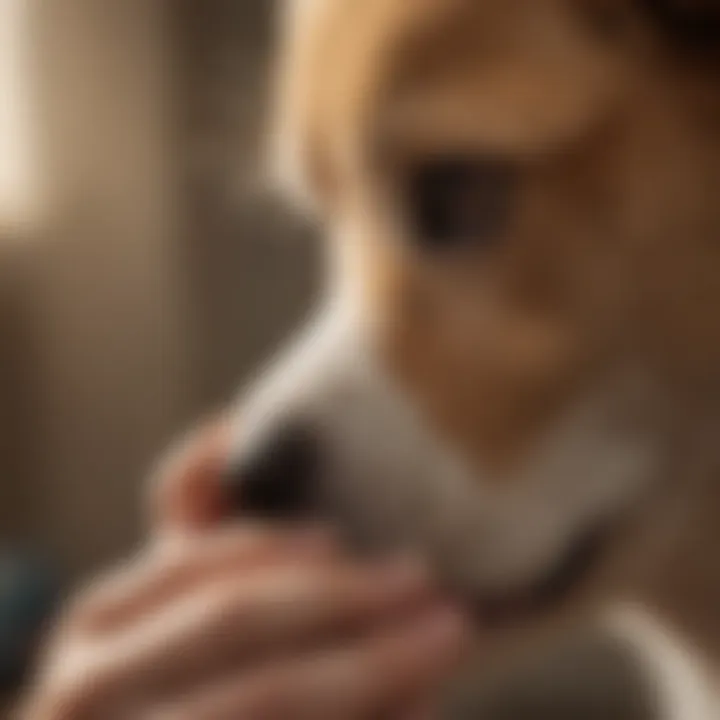 Veterinarian examining a puppy's ear with care.