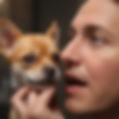 Veterinarian examining a small dog's ear