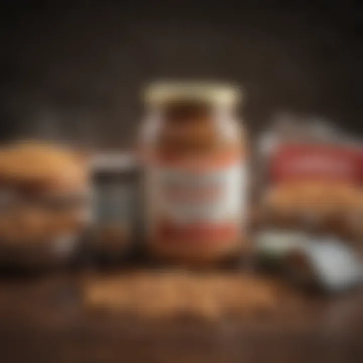 A variety of dog foods with labels indicating their nutritional content