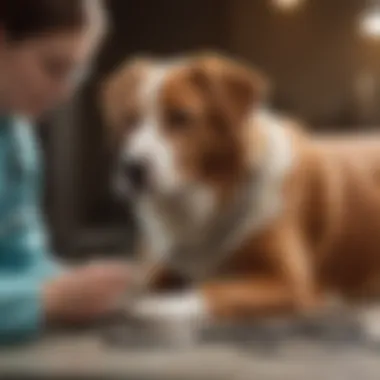Importance of Veterinary Consultation A veterinarian examining a dog while using a stethoscope