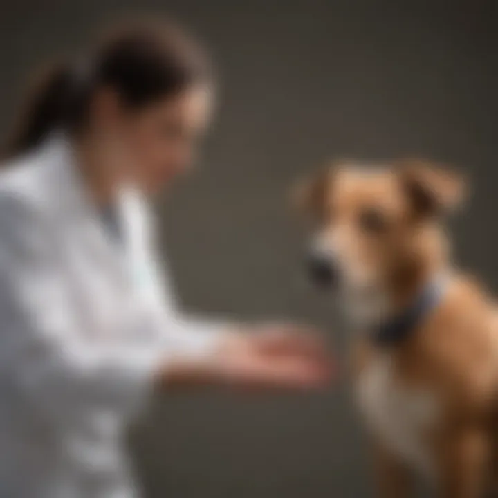 A veterinarian examining a dog for gastrointestinal issues