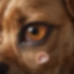 A close-up view of a dog's ear with signs of infection and irritation.