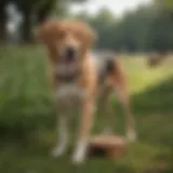 Dog with loose stool in a grassy area